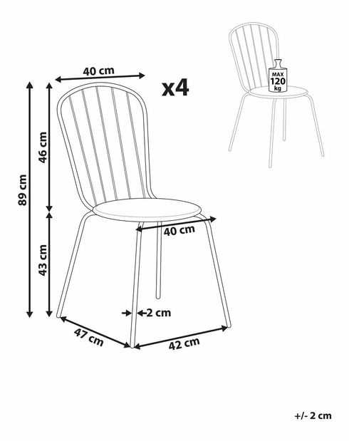 Set 4 ks záhradných stoličiek Chewy (modrá)