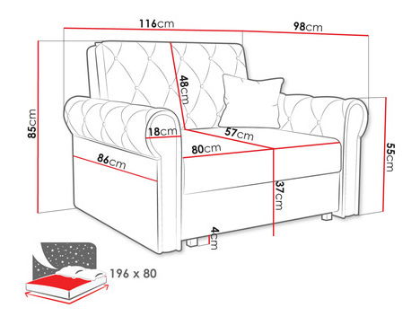 Rozkladacie kreslo Carivia Roma I (modrá) (s úl. priestorom)