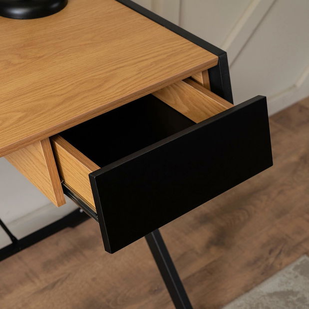 Masă de scris Mecanico (stejar auriu + negru) 