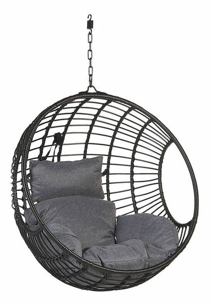 Fotoliu suspendat cu cadru APIO (poliratan) (negru)