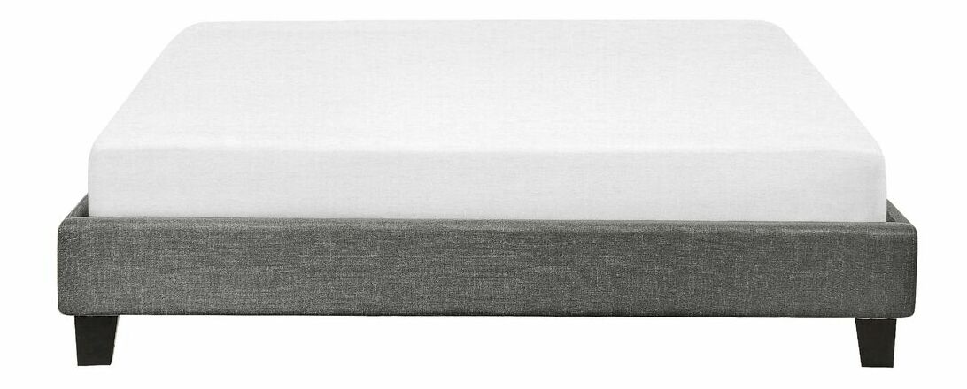 Pat matrimonial 160 cm ROXENNE (cu somieră) (gri)