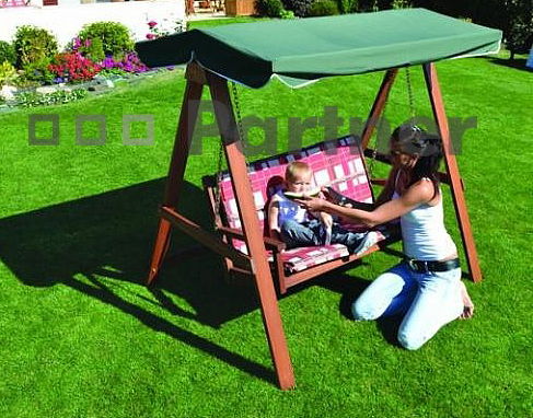 Záhradný matrac červená/hnedá kocka (k lavici Nashville a hojdačke Cannes)