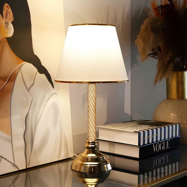 Lampă de masă Lugunssa 1 (alb + Auriu)