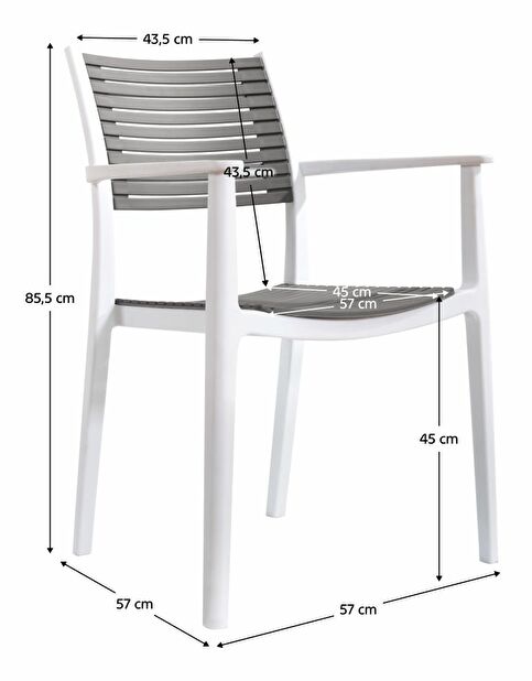 Scaun de sufragerie HERMA (alb + Gri)