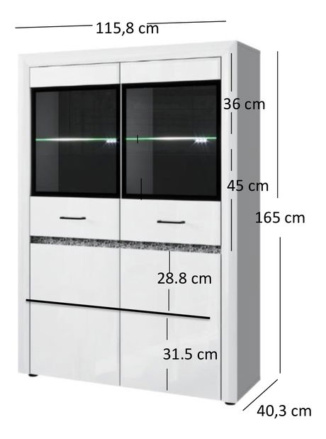 Vitrína Wanetta (biela lesklá)