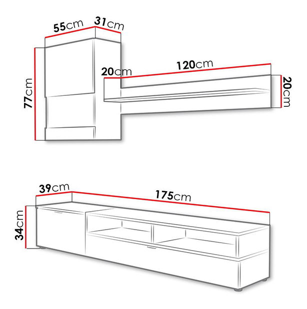Set za dnevni boravak Raha (bijela + bor andersen)
