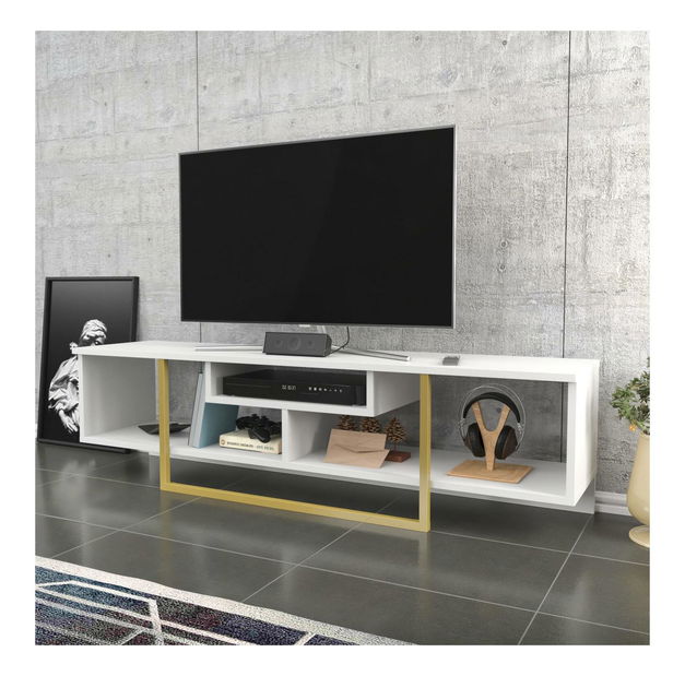 Masă TV/Dulap Aslana 150 (alb + auriu)