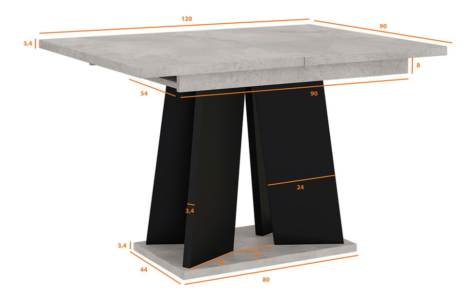 Masă de sufragerie Mulnu (gri deschis + Negru) (pentru 4 până la 6 persoane)