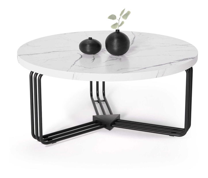 Dohányzóasztal Adrienne (fehér márvány + fekete) *kiárusítás