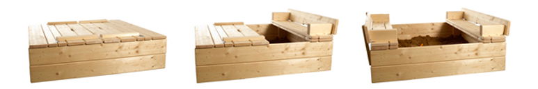 Záhradné pieskovisko s lavičkou