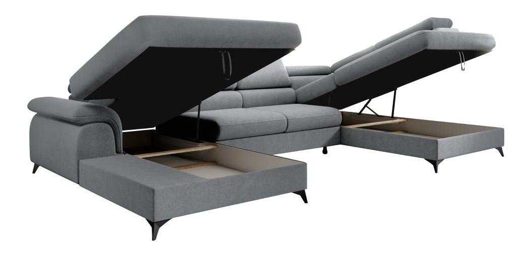 U alakú sarokkanapé Coly (szürke) (tárolóhellyel) (J)