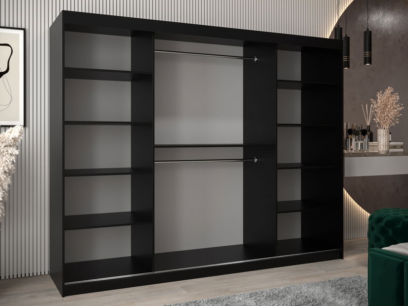 Dulap de haine 250 cm Eclipse (Negru mat + Negru mat)