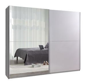 Ormar s kliznim vratima Liff 28 (bijeli sjaj) (s ogledalom)