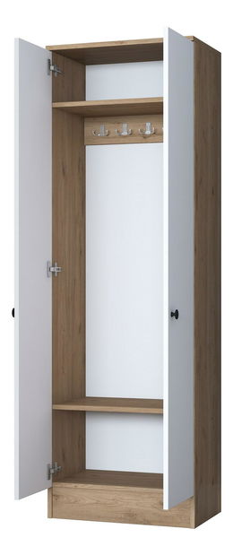 Ruhásszekrény Bivake 1 (fehér + dió) 