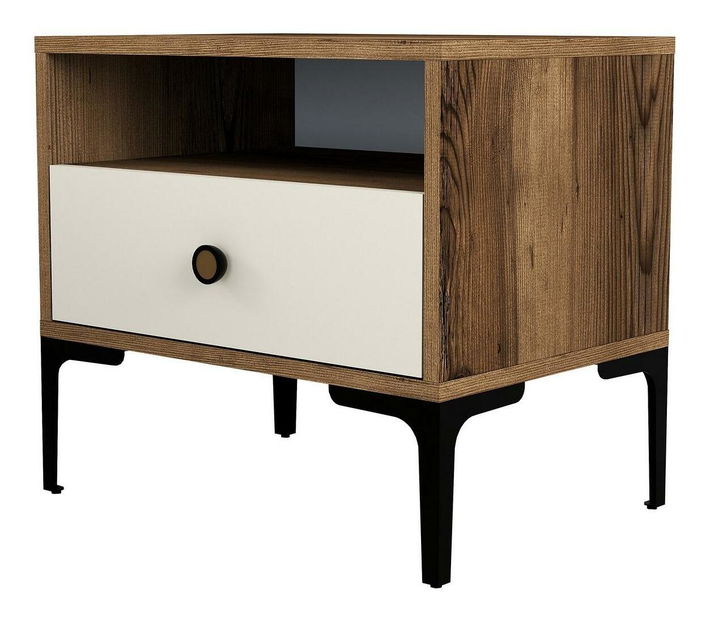 Nočný stolík Logan (orech + krémová)