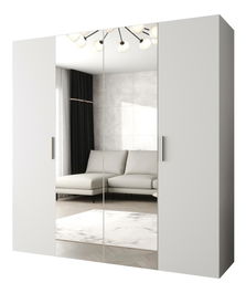 Šatníková skriňa 200 cm Borry 2 (biela + strieborná)