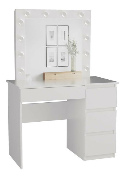 Toaletný stolík Micras 2 (biela) (P) (so zrkadlom) (s LED osvetlením)