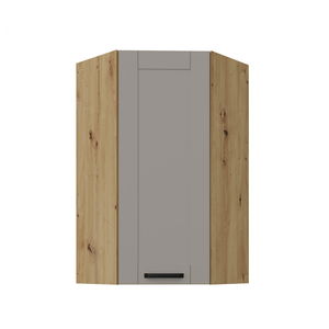 Horná rohová kuchynská skrinka Lucid 60x60 GN-108 1F (45° (korpus: dub artisan + front: mdf claygrey)