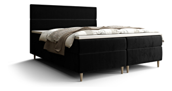 Manželská posteľ  Boxspring 160 cm Flu (čierna) (s matracom a úložným priestorom)