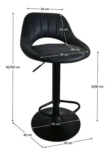 Scaun tip bar Losarr (negru) 
