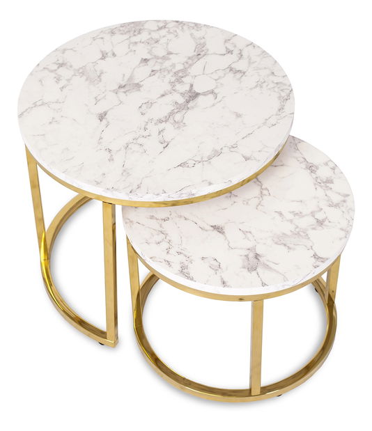 Set stolića za kavu (2 kom.) Oponia (mramor + zlatna) 