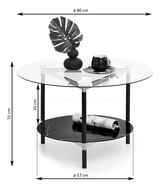 Măsuță de cafea Ontario (marmură neagră + negru)