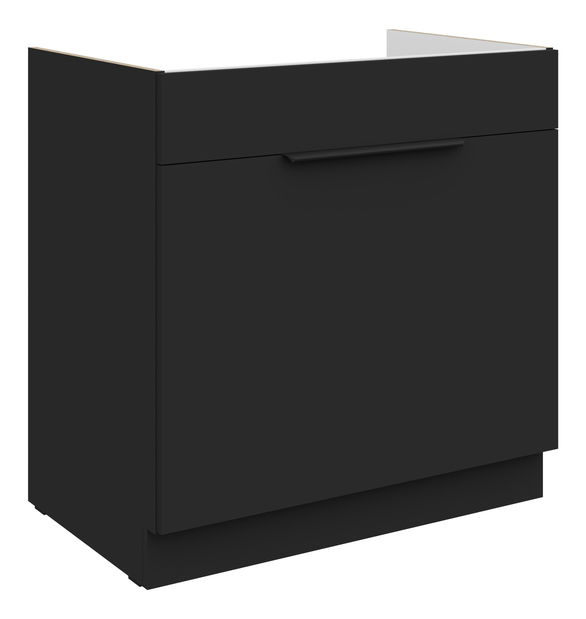 Dulap inferior de bucătărie pod drez Sienla 80 ZL 1S BB (negru mat)
