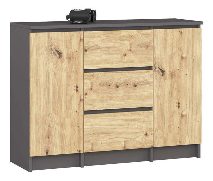 Comodă Kalista VI (grafit gri + Stejar artisan)