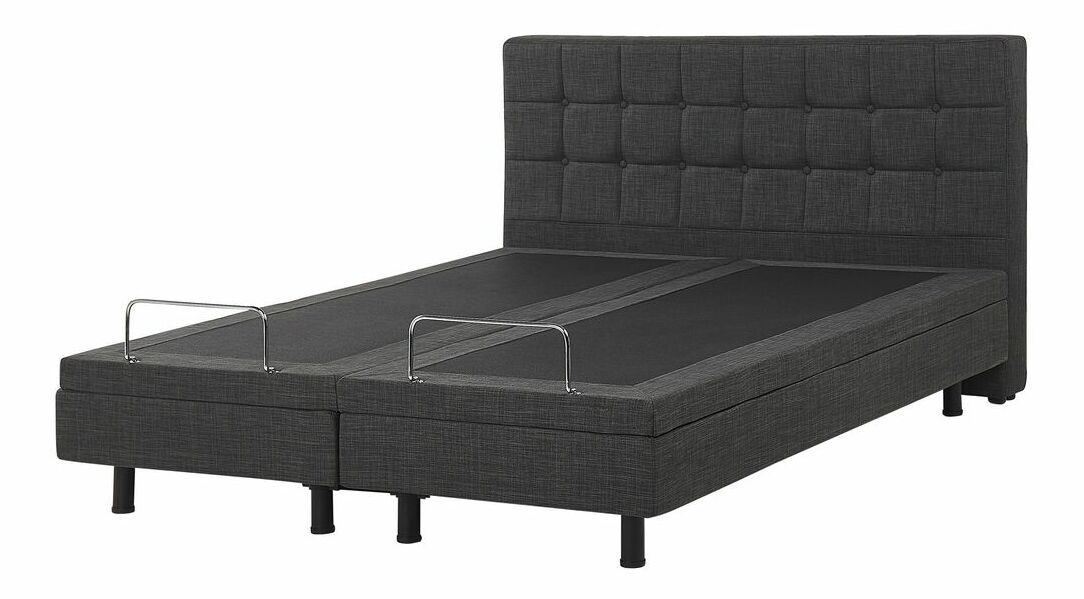 Manželská posteľ 160 cm DUCHE (látka) (sivá) (s roštom)