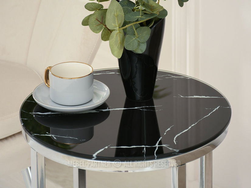 Stolić za kavu Calvis (crni mramor + krom)