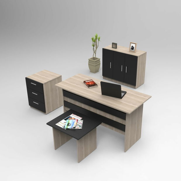 Set mobilier birou Vincent 12 (stejar + negru)