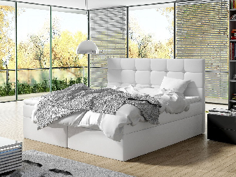 Manželská posteľ Boxspring 160 cm Cinara (ekokoža soft 017 (biela)