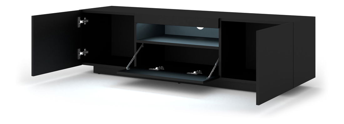 TV stolić/ormarić Aurinko 150 (mat crna) (s rasvjetom)