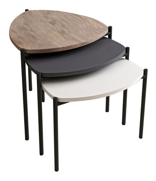 Set konferenčných stolíkov Lena 3 (Biela + Antracit + Orech)