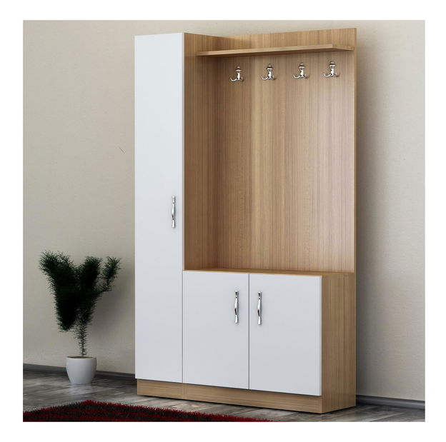 Mobilier hol Neturella (alb + teak)