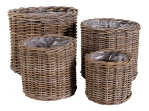 Set de 4 ghivece de flori din răchită Bvetina (maro)
