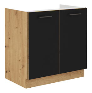 Dolná kuchynská skrinka pod drez Meriel 80ZL 2F BB (čierna + dub artisan)