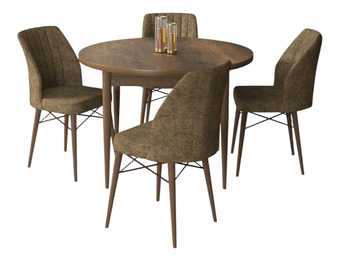 Jedálenský set Roxie (orech barokový + hnedá) (pre 4 osoby)