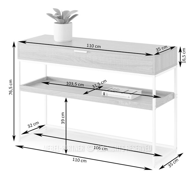 Konzolový stolík Norma Xl (dub + čierna)