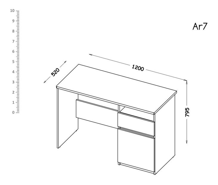 PC stolić tip AR7 Alishia (bijela mat + hrast wotan)