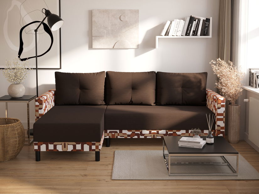 Sarok ülőgarnitúra Glimmer L (barna + sötétbarna) (B)