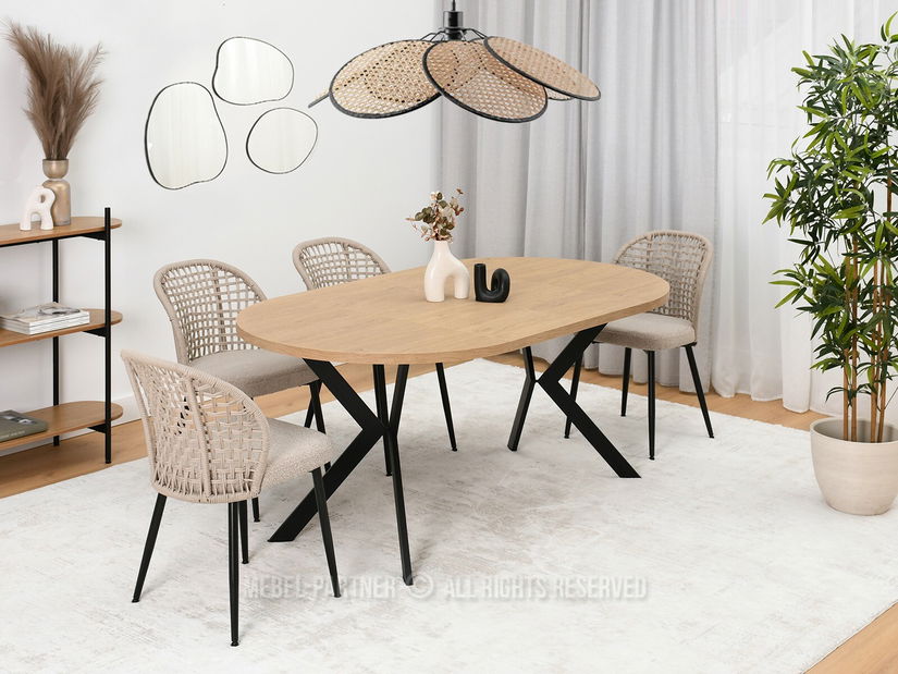 Blagovaonski stol Rompa (hrast + crna)