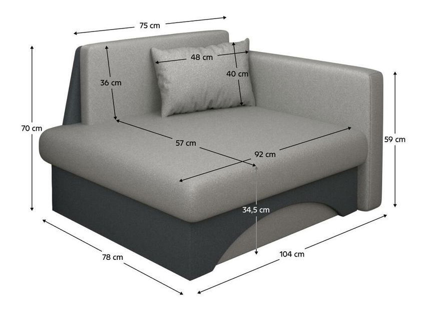 Kreslo Kubosik new (sivá + tmavosivá) (pravá)