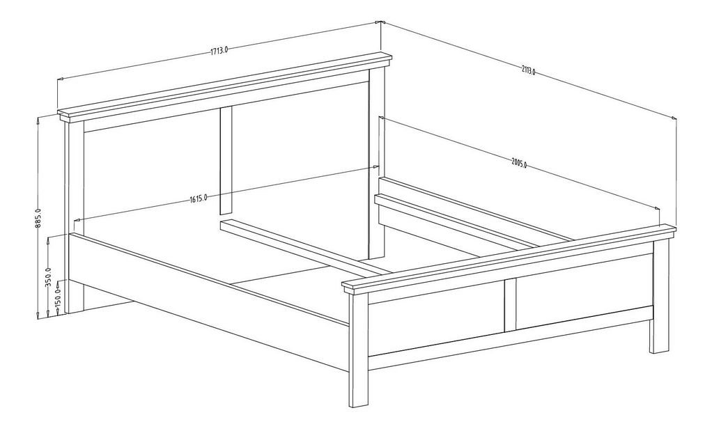 Franciaágy 160 cm Elvina S ZJU31 (zöld + sötét lefkas tölgy)
