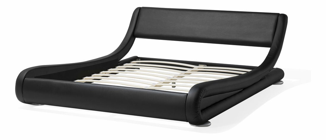 Pat matrimonial 160 cm AVENUE (cu somieră) (negru mat)