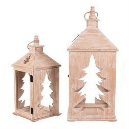 Drveni fenjer 2 kom Četinjače (prirodna)
