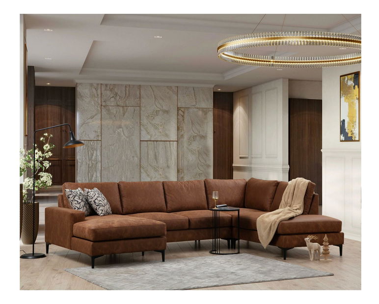 Sarokkanapé U Portobeno 1 (sötét narancssárga + fekete)