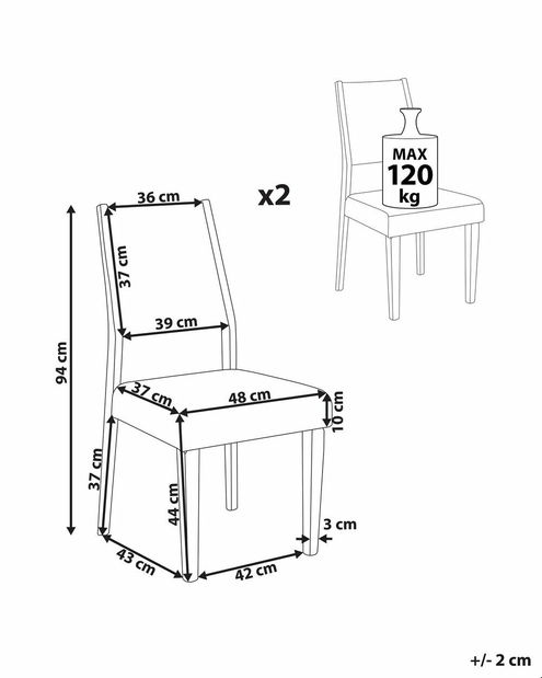 Set 2 ks jedálenských stoličiek Eulalia (tmavé drevo)