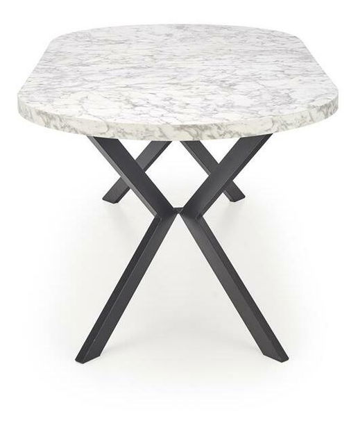 Széthúzható étkezőasztal 100-250 cm Pepeera (fehér márvány + fekete) (6 8 fő részére)