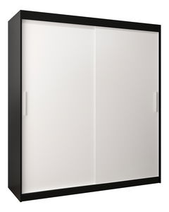Dulap de haine 180 cm Toki (negru mat + alb mat)